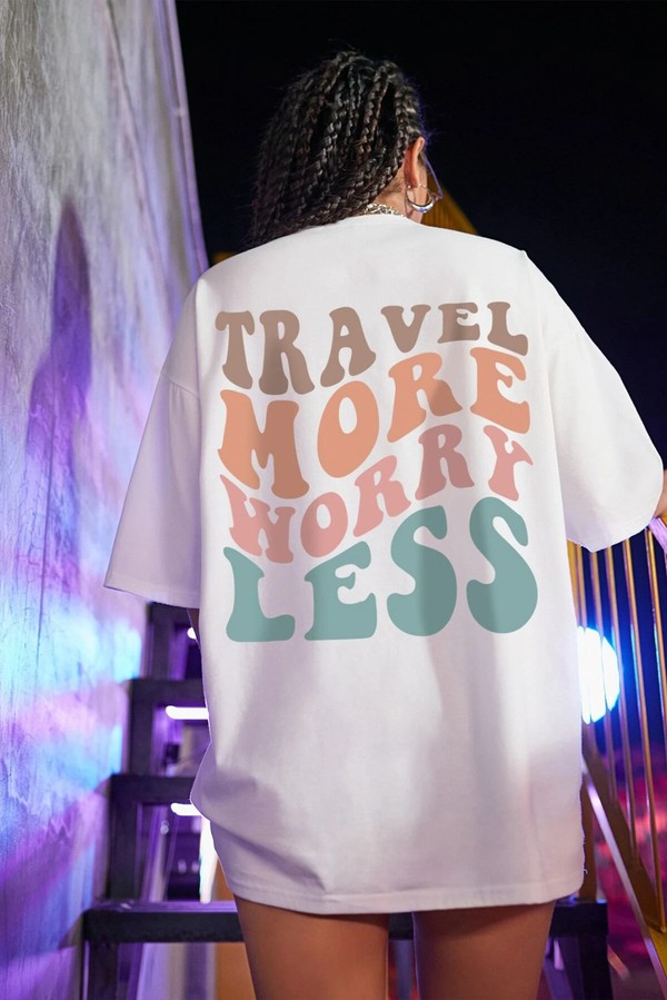 White Graphic Drop Shoulder Oversized Tee