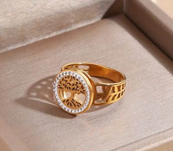 ✨Stainless steel Gold Diamantés Tree Ring ✨