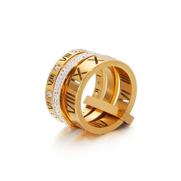 Trilogy roman stacked ring 👑