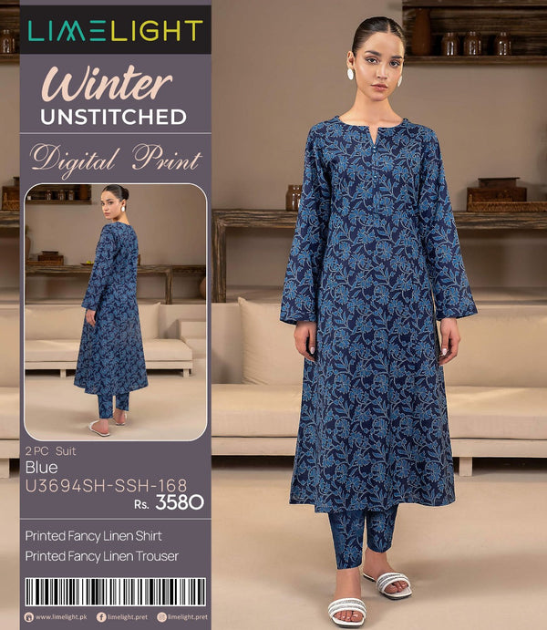 Limelight Winter Unstitched Digital Print 2 PC Suit