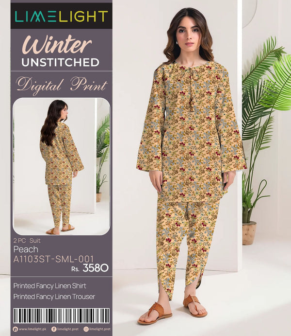 Limelight Winter Unstitched Digital Print 2 PC Suit