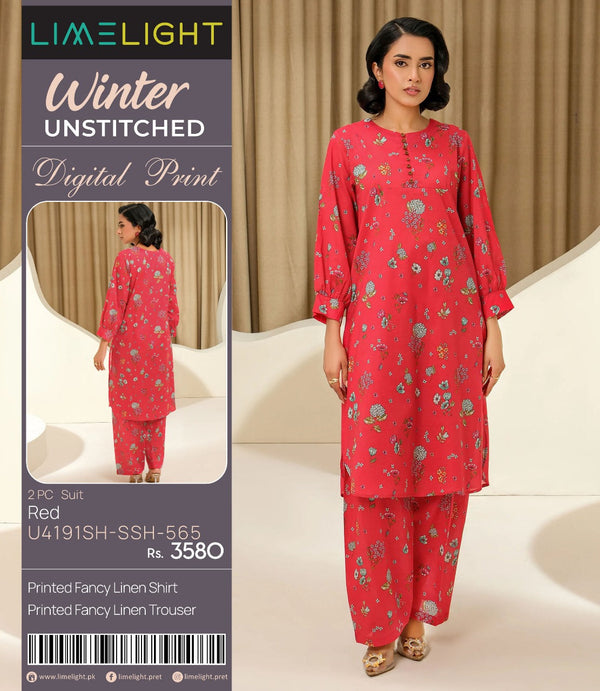Limelight Winter Unstitched Digital Print 2 PC Suit