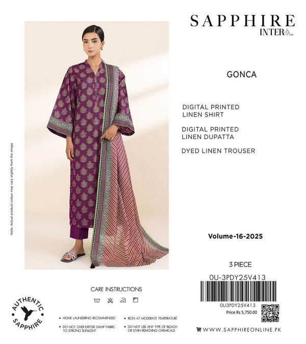 Sapphire GONCA Digital Printed Linen 3-Piece Suit